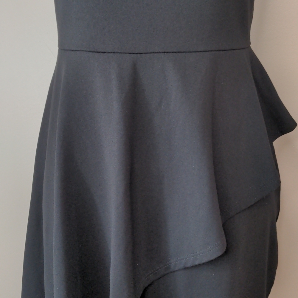 Susana Monaco Asymmetrical Overlay Drape Dress Black Medium - Picture 5 of 12